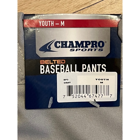 Champro Youth M Gray Belted Baseball Pants BP3 Athletic Performance - Picture 7 of 8